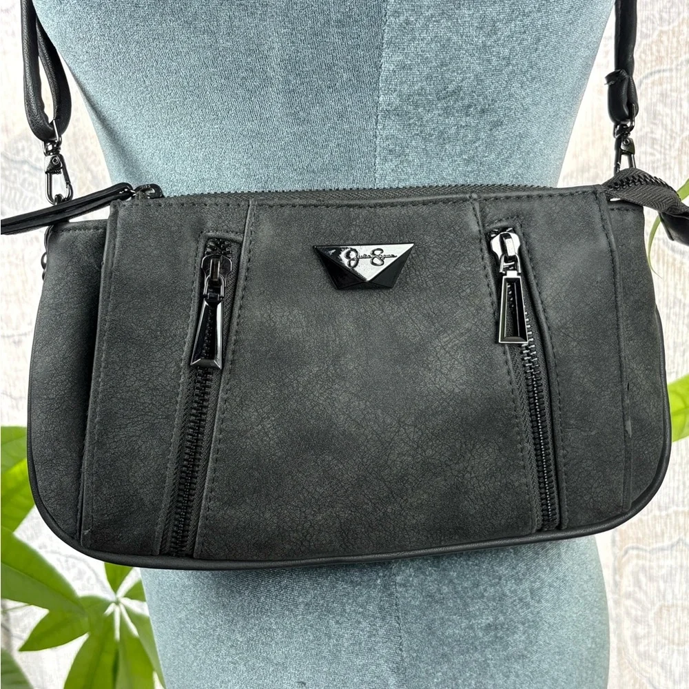Jessica Simpson Black Crossbody Bag with Supple Faux Leather Adjustable Strap